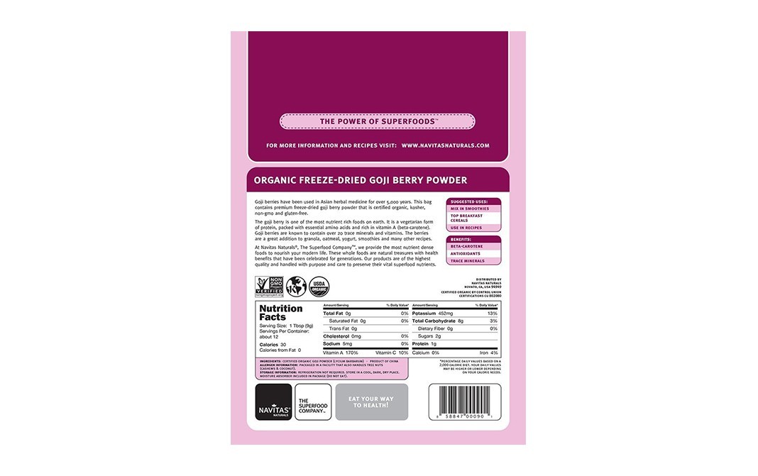 Navitas Organics Goji Powder    Pack  113 grams